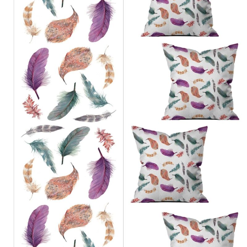 Özel Tasarım Runner Ve 4'lü Kırlent Kılıfı Seti 5 Parça (140x40) (43x43 Cm)