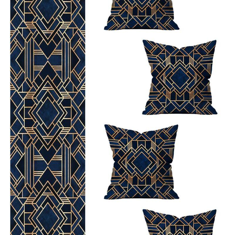 Özel Tasarım Runner Ve 4'lü Kırlent Kılıfı Seti 5 Parça (140x40) (43x43 Cm)