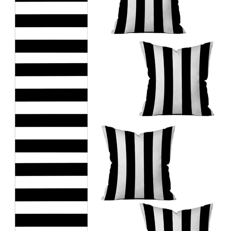 Özel Tasarım Runner ve 4'lü Kırlent Kılıfı Seti 5 Parça (140x40) (43x43 cm)