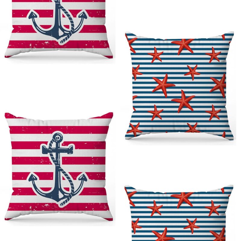 Özel Tasarım Çift Taraflı Dijital Baskı 4'lü Kırlent Kılıfı