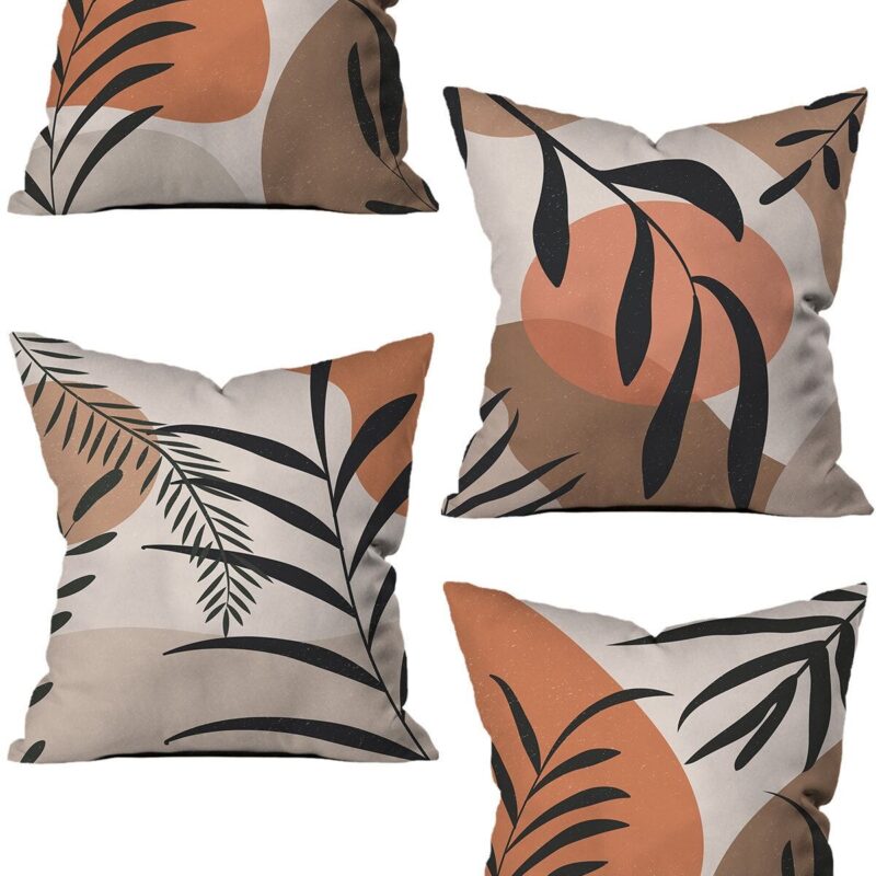 Modern Dekoratif Tasarım Çift Taraflı Dijital Baskılı 4'lü Dekoratif Kırlent Kılıfı