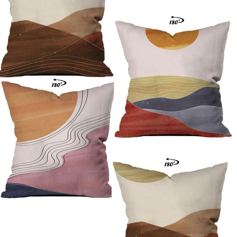 Modern Dekoratif Tasarım Çift Taraflı Dijital Baskılı 4'lü Dekoratif Kırlent Kılıfı