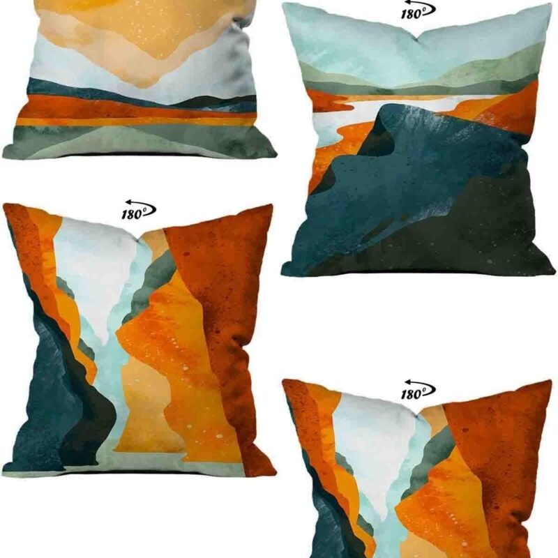 Modern Dekoratif Tasarım Çift Taraflı Dijital Baskılı 4'lü Dekoratif Kırlent Kılıfı