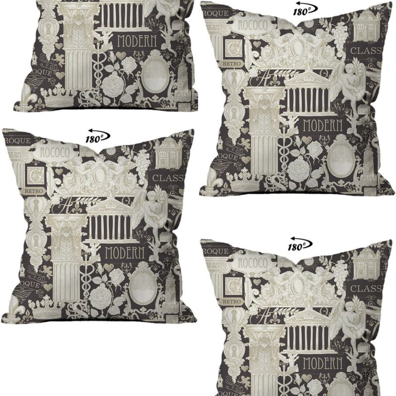 Modern Dekoratif Tasarım Çift Taraflı Dijital Baskılı 4'lü Dekoratif Kırlent Kılıfı