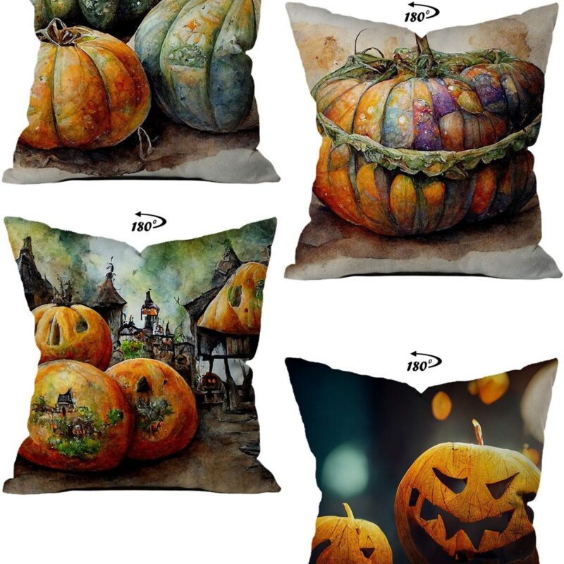 Modern Dekoratif Tasarım Çift Taraflı Dijital Baskılı 4'lü Dekoratif Kırlent Kılıfı