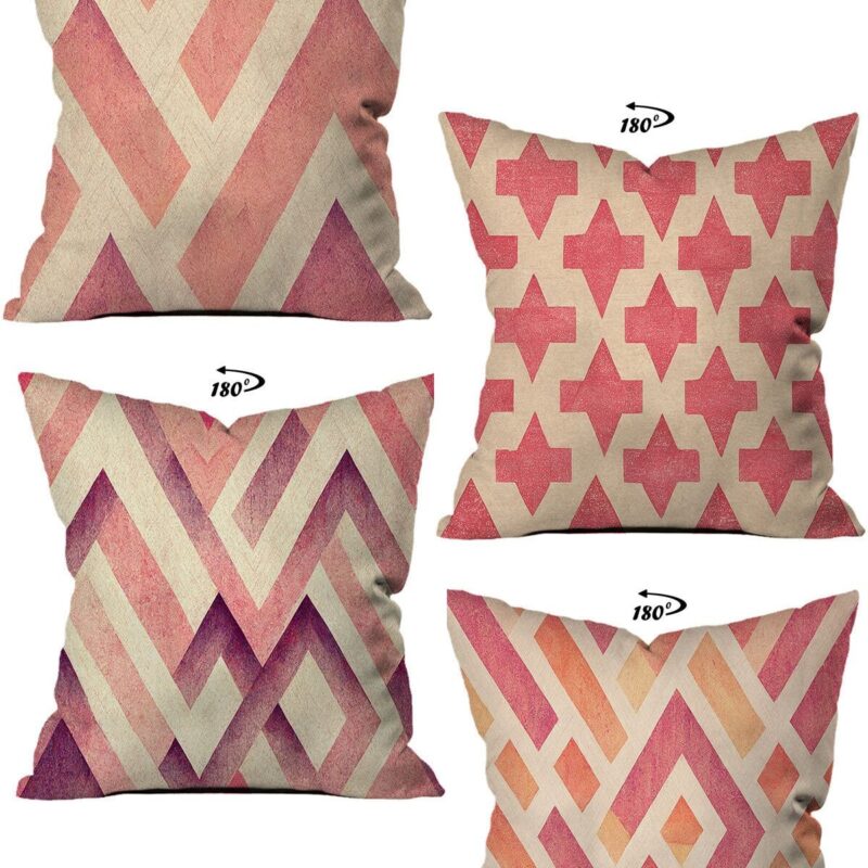 Modern Dekoratif Tasarım Çift Taraflı Dijital Baskılı 4'lü Dekoratif Kırlent Kılıfı