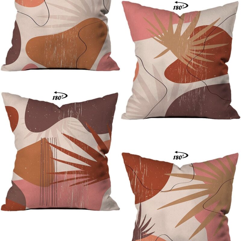 Modern Dekoratif Tasarım Çift Taraflı Dijital Baskılı 4'lü Dekoratif Kırlent Kılıfı