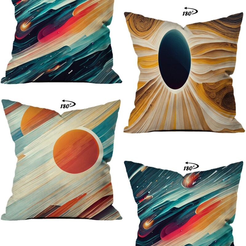 Modern Dekoratif Tasarım Çift Taraflı Dijital Baskılı 4'lü Dekoratif Kırlent Kılıfı