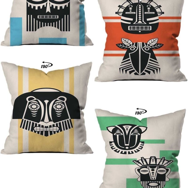 Modern Dekoratif Tasarım Çift Taraflı Dijital Baskılı 4'lü Dekoratif Kırlent Kılıfı