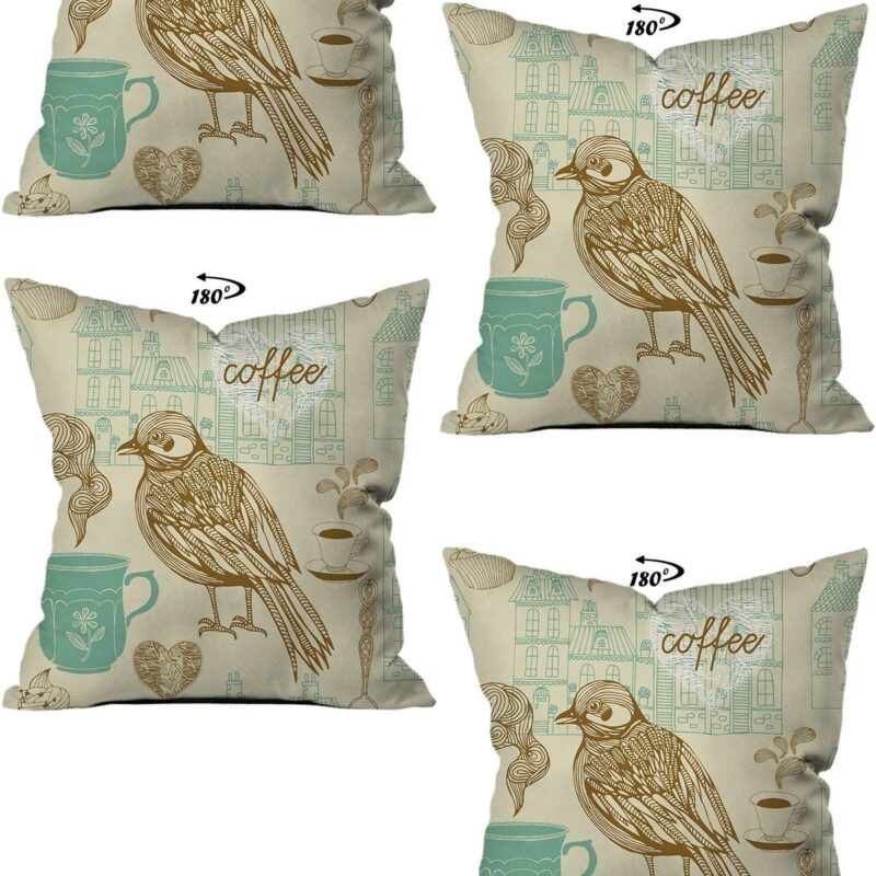 Modern Dekoratif Tasarım Çift Taraflı Dijital Baskılı 4'lü Dekoratif Kırlent Kılıfı