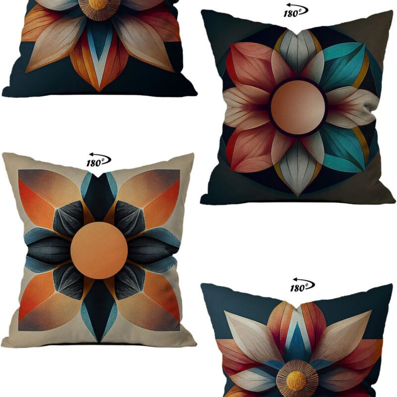 Modern Dekoratif Tasarım Çift Taraflı Dijital Baskılı 4'lü Dekoratif Kırlent Kılıfı