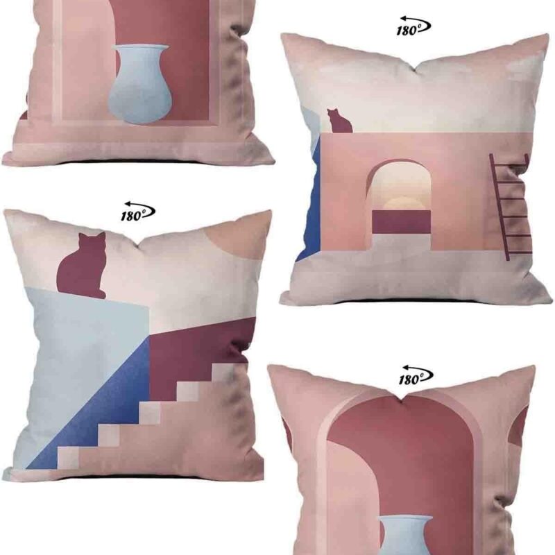 Modern Dekoratif Tasarım Çift Taraflı Dijital Baskılı 4'lü Dekoratif Kırlent Kılıfı