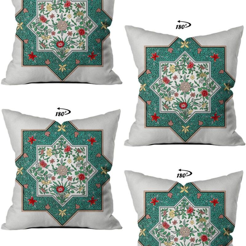 Modern Dekoratif Tasarım Çift Taraflı Dijital Baskılı 4'lü Dekoratif Kırlent Kılıfı