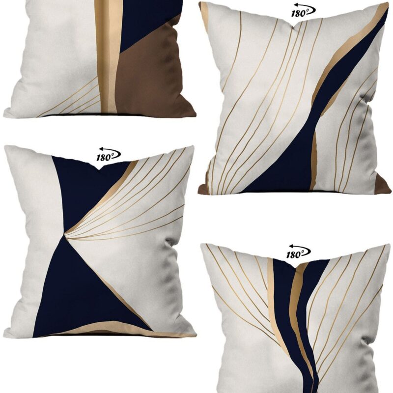 Modern Dekoratif Tasarım Çift Taraflı Dijital Baskılı 4'lü Dekoratif Kırlent Kılıfı