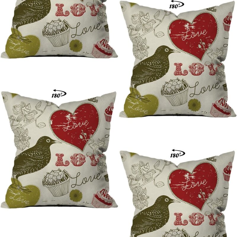 Modern Dekoratif Tasarım Çift Taraflı Dijital Baskılı 4'lü Dekoratif Kırlent Kılıfı