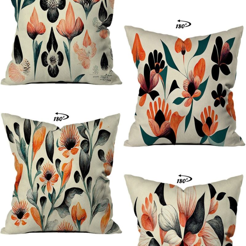 Modern Dekoratif Tasarım Çift Taraflı Dijital Baskılı 4'lü Dekoratif Kırlent Kılıfı