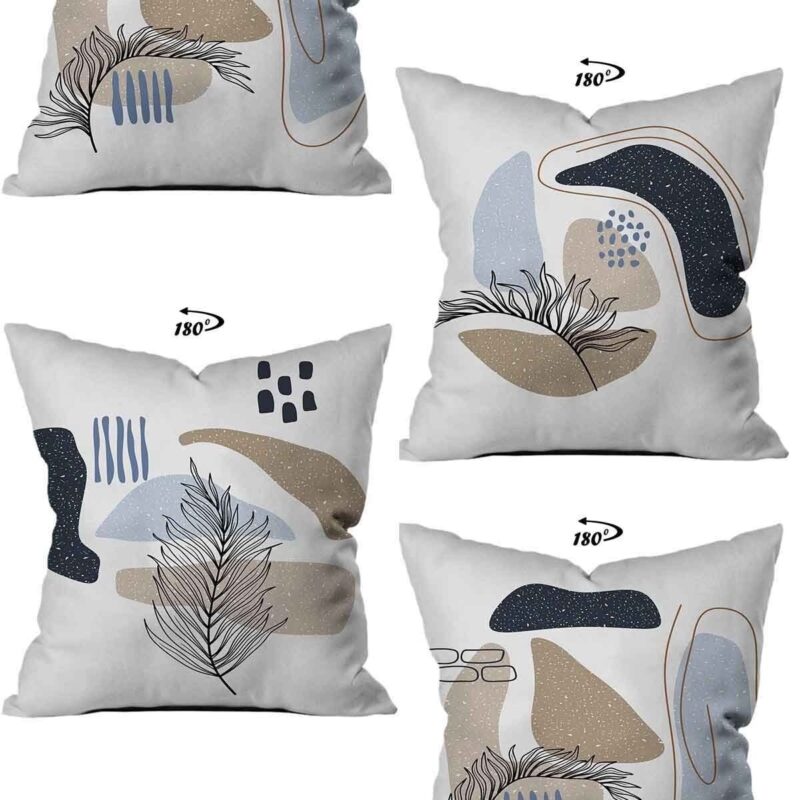 Modern Dekoratif Tasarım Çift Taraflı Dijital Baskılı 4'lü Dekoratif Kırlent Kılıfı