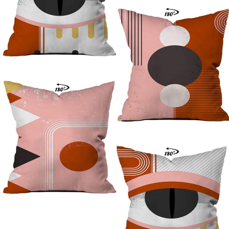 Modern Dekoratif Tasarım Çift Taraflı Dijital Baskılı 4'lü Dekoratif Kırlent Kılıfı