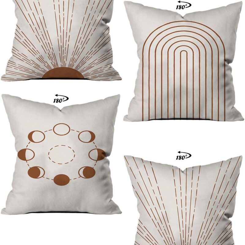 Modern Dekoratif Tasarım Çift Taraflı Dijital Baskılı 4'lü Dekoratif Kırlent Kılıfı