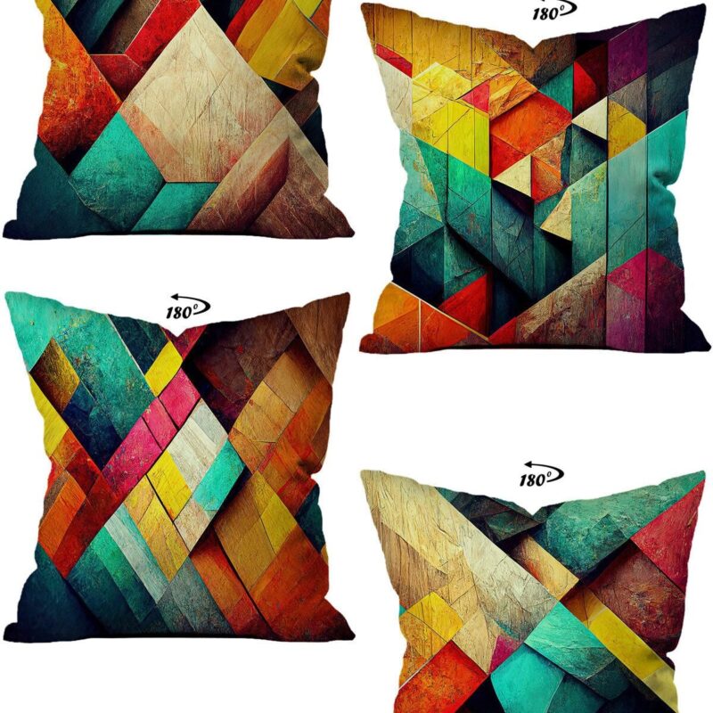 Modern Dekoratif Tasarım Çift Taraflı Dijital Baskılı 4'lü Dekoratif Kırlent Kılıfı