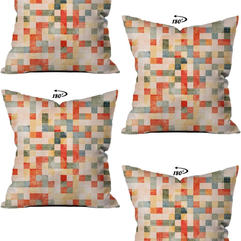 Modern Dekoratif Tasarım Çift Taraflı Dijital Baskılı 4'lü Dekoratif Kırlent Kılıfı