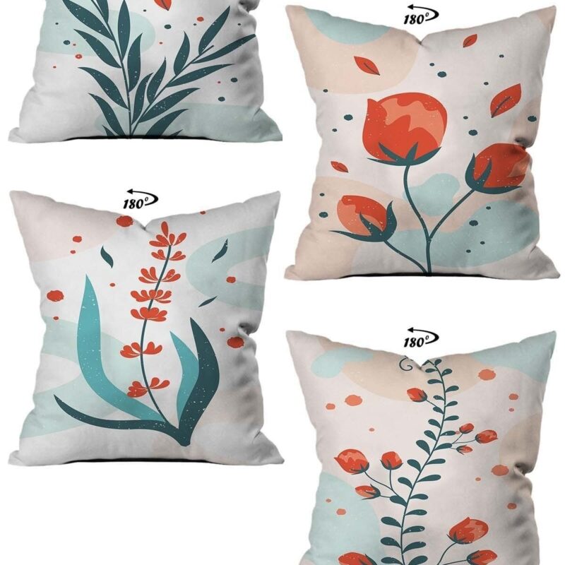 Modern Dekoratif Tasarım Çift Taraflı Dijital Baskılı 4'lü Dekoratif Kırlent Kılıfı