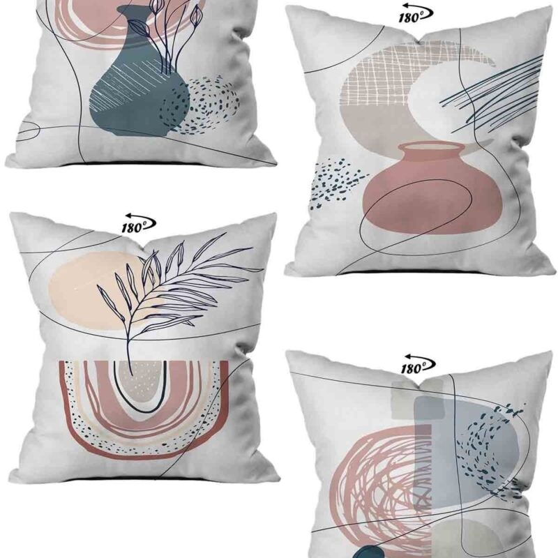 Modern Dekoratif Tasarım Çift Taraflı Dijital Baskılı 4'lü Dekoratif Kırlent Kılıfı