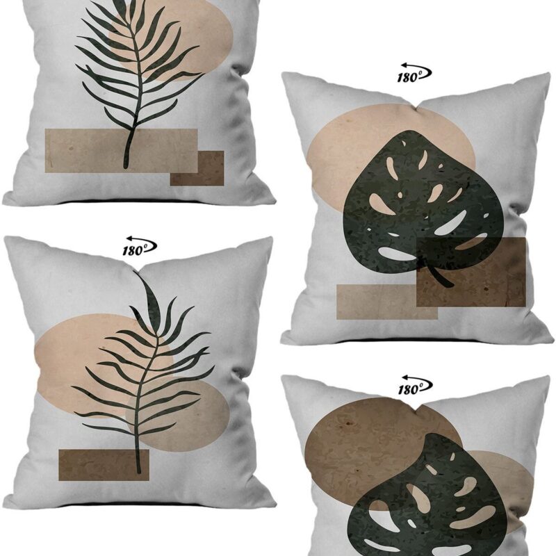 Modern Dekoratif Tasarım Çift Taraflı Dijital Baskılı 4'lü Dekoratif Kırlent Kılıfı