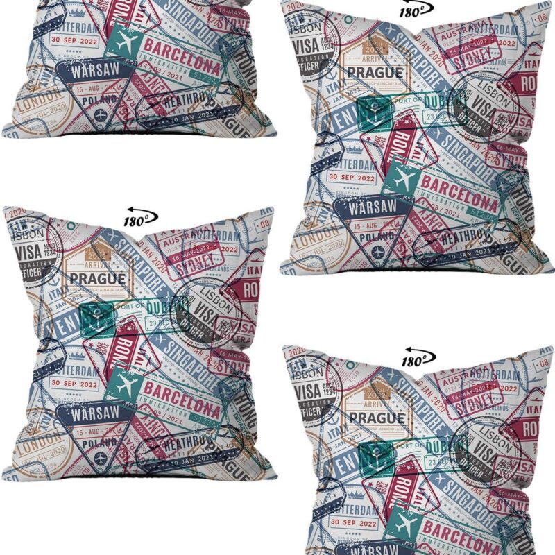 Özel Tasarım Çift Taraflı Dijital Baskılı 4'lü Dekoratif Kırlent Kılıfı