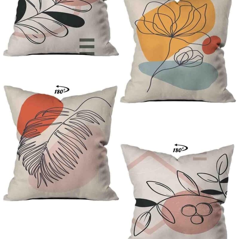 Modern Dekoratif Tasarım Çift Taraflı Dijital Baskılı 4'lü Dekoratif Kırlent Kılıfı