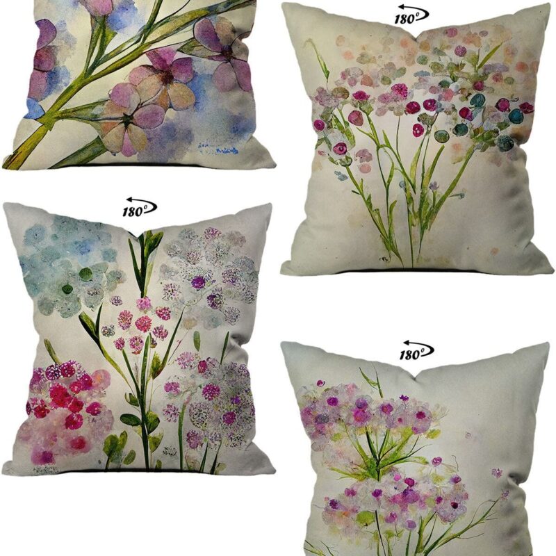 Modern Dekoratif Tasarım Çift Taraflı Dijital Baskılı 4'lü Dekoratif Kırlent Kılıfı