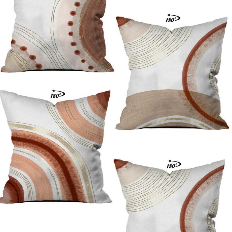 Modern Dekoratif Tasarım Çift Taraflı Dijital Baskılı 4'lü Dekoratif Kırlent Kılıfı