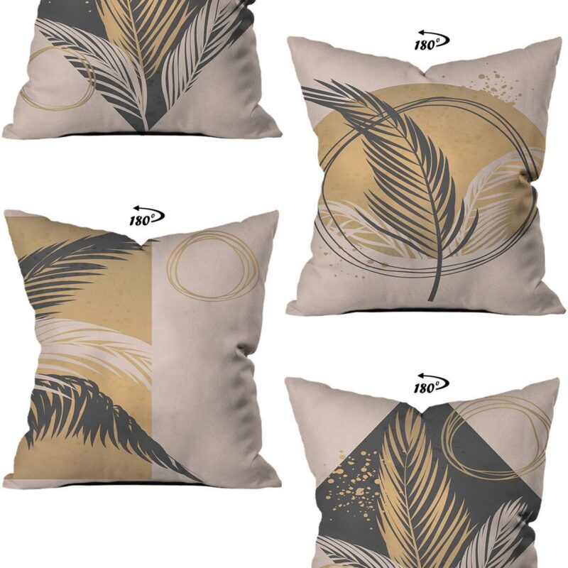 Modern Dekoratif Tasarım Çift Taraflı Dijital Baskılı 4'lü Dekoratif Kırlent Kılıfı