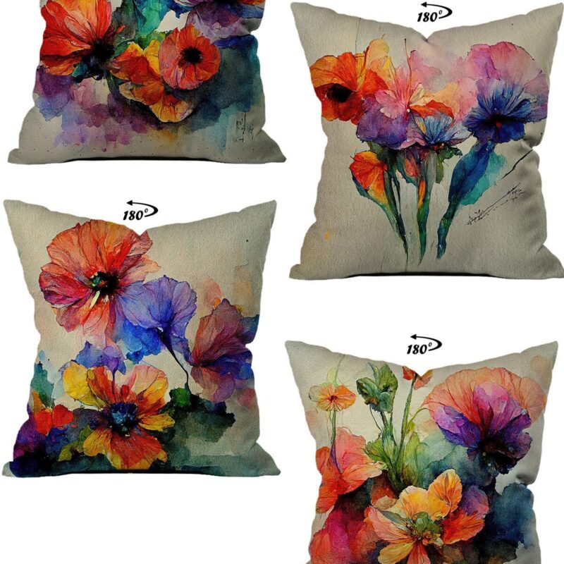 Modern Dekoratif Tasarım Çift Taraflı Dijital Baskılı 4'lü Dekoratif Kırlent Kılıfı