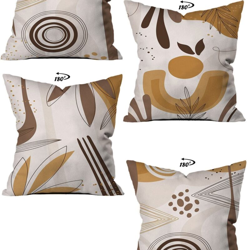 Modern Dekoratif Tasarım Çift Taraflı Dijital Baskılı 4'lü Dekoratif Kırlent Kılıfı