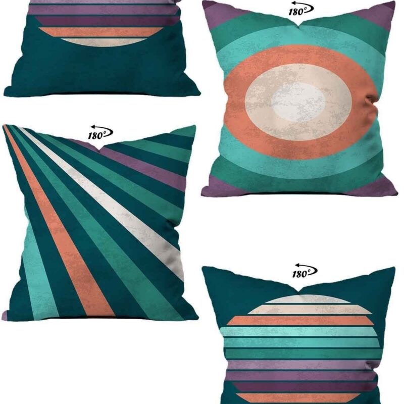 Modern Dekoratif Tasarım Çift Taraflı Dijital Baskılı 4'lü Dekoratif Kırlent Kılıfı