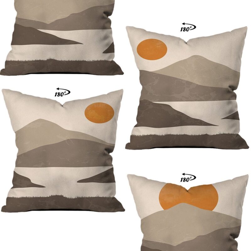 Modern Dekoratif Tasarım Çift Taraflı Dijital Baskılı 4'lü Dekoratif Kırlent Kılıfı