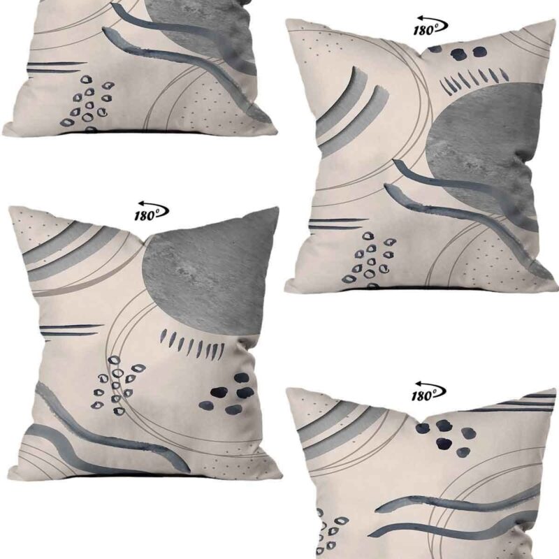 Modern Dekoratif Tasarım Çift Taraflı Dijital Baskılı 4'lü Dekoratif Kırlent Kılıfı