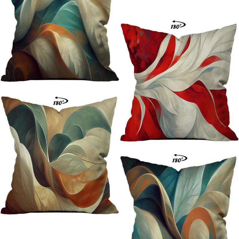 Modern Dekoratif Tasarım Çift Taraflı Dijital Baskılı 4'lü Dekoratif Kırlent Kılıfı