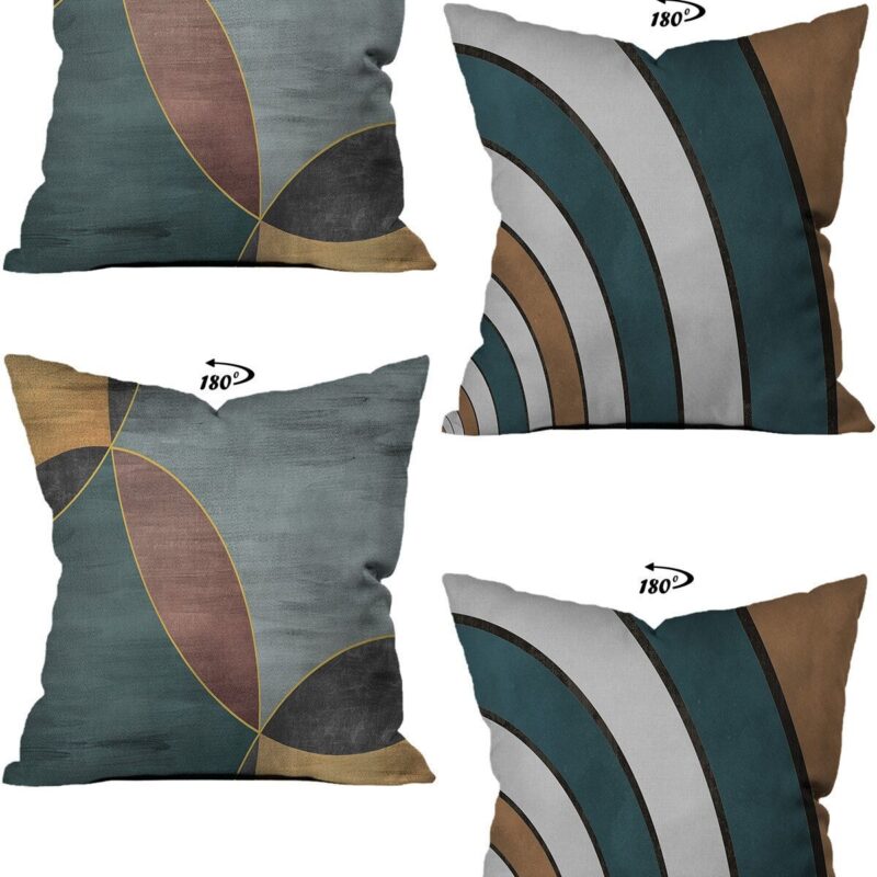 Modern Dekoratif Tasarım Çift Taraflı Dijital Baskılı 4'lü Dekoratif Kırlent Kılıfı