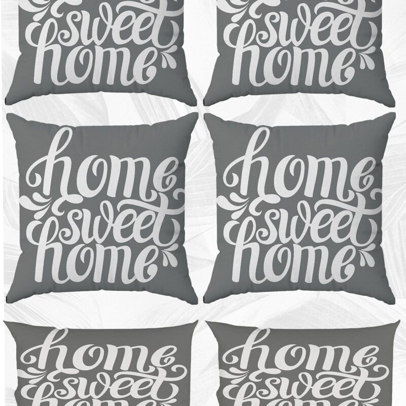 Home Sweet Home Çift Tarafı Baskılı 43x43 Ve 30x50 Kırlent Yastık Kılıfı 6'lı Set