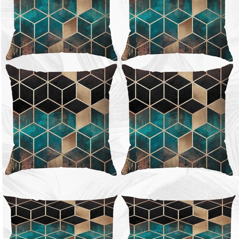 Migo Mozaik Çift Tarafı Baskılı 43x43 Ve 30x50 Kırlent Yastık Kılıfı 6'lı Set