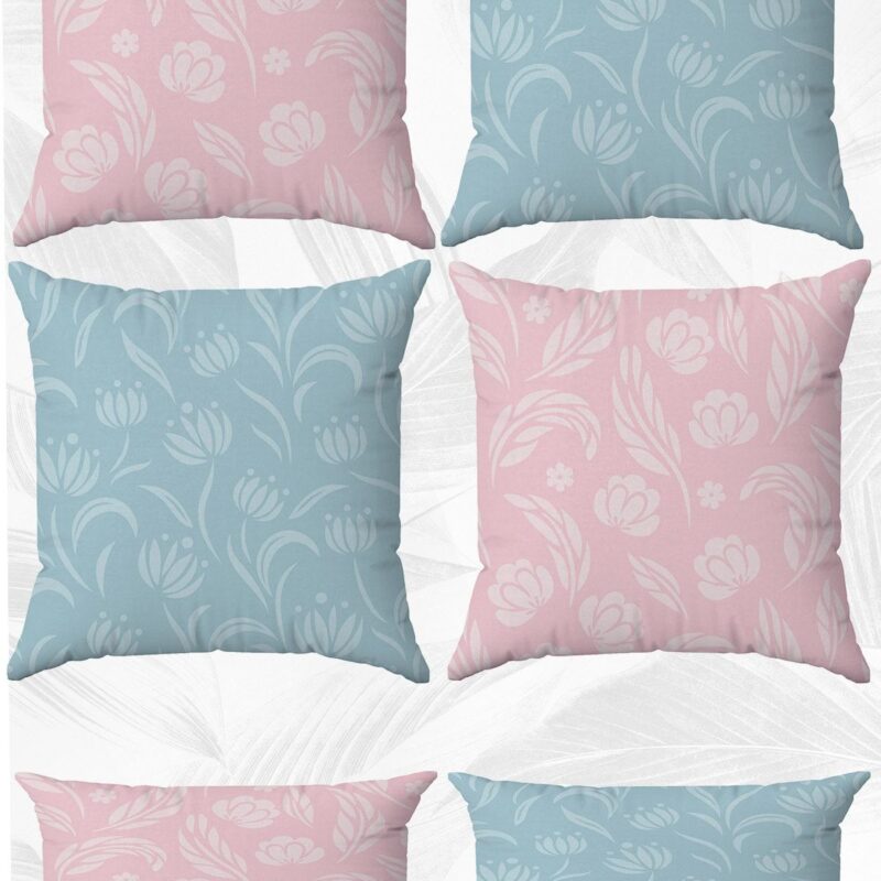 Yaz Çiçekleri Çift Tarafı Baskılı 43x43 Ve 30x50 Kırlent Yastık Kılıfı 6'lı Set