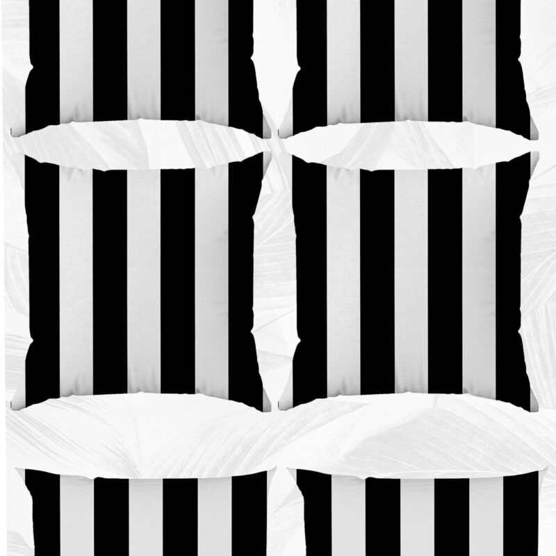 Siyah Çizgili Çift Tarafı Baskılı 43x43 Ve 30x50 Kırlent Yastık Kılıfı 6'lı Set