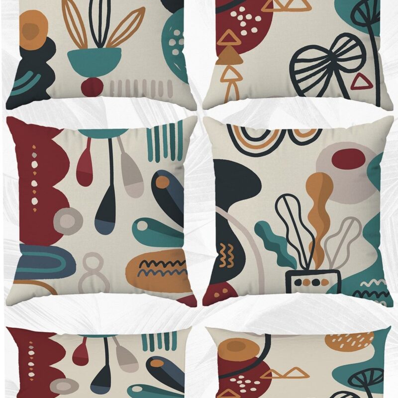 Minimalist Art Çift Tarafı Baskılı 43x43 Ve 30x50 Kırlent Yastık Kılıfı 6'lı Set
