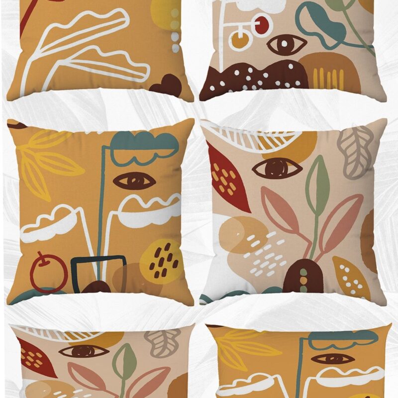 Minimalist Art Çift Tarafı Baskılı 43x43 Ve 30x50 Kırlent Yastık Kılıfı 6'lı Set