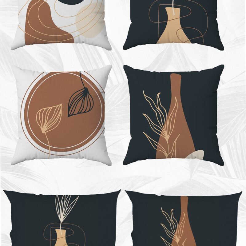 Minimalist Art Çift Tarafı Baskılı 43x43 Ve 30x50 Kırlent Yastık Kılıfı 6'lı Set