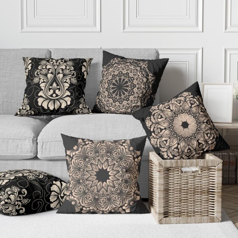 Özel Tasarım 5'lü Çift Taraf Baskılı Premium Kırlent Kılıfı