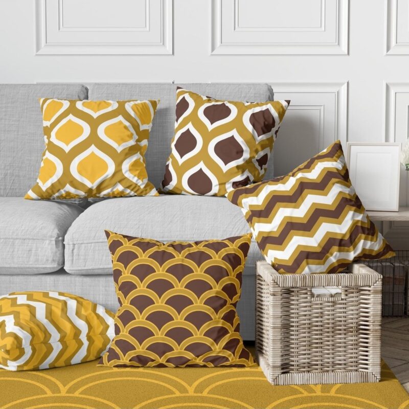 Özel Tasarım 5'lü Çift Taraf Baskılı Premium Kırlent Kılıfı