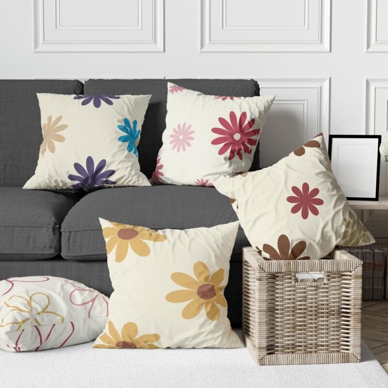 Özel Tasarım 5'lü Çift Taraf Baskılı Premium Kırlent Kılıfı